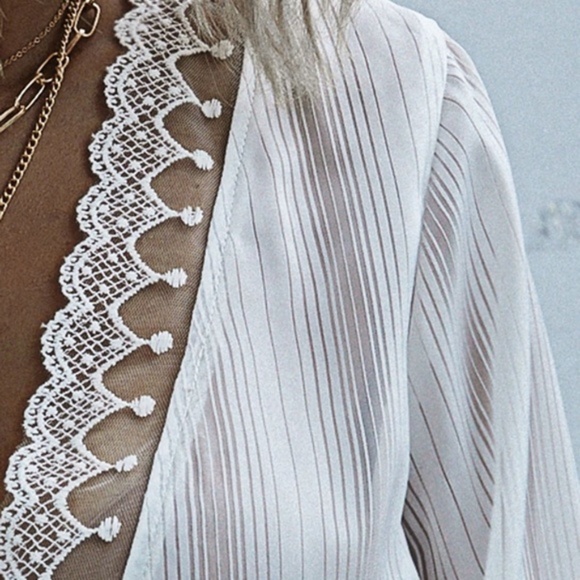 boho gypsy long sleeve babydoll vneck blouse - Picture 5 of 8